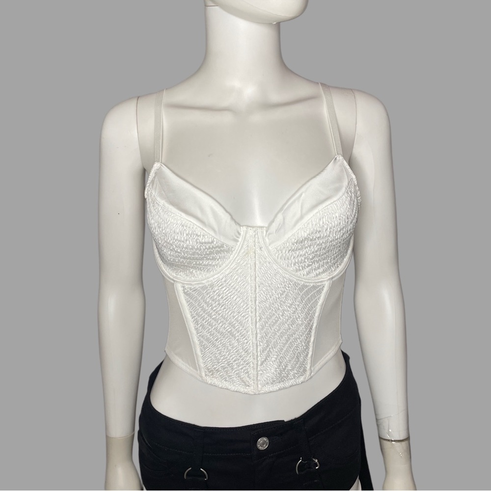 Sheer Lace‎ White Corset Top